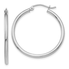 14k White Gold 2x30mm Polished Lightweight Tube Hoop Earrings 14k White Gold 2x30mm Polished Lightweight Tube Hoop Earrings