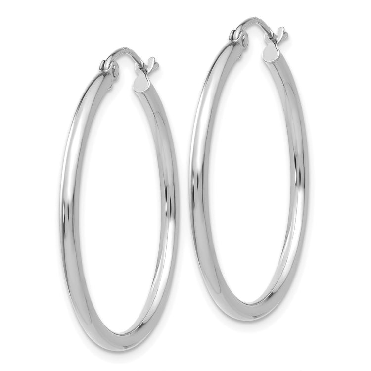 14k White Gold 2x30mm Polished Lightweight Tube Hoop Earrings 14k White Gold 2x30mm Polished Lightweight Tube Hoop Earrings