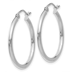 14k White Gold 2x25mm Polished Lightweight Tube Hoop Earrings 14k White Gold 2x25mm Polished Lightweight Tube Hoop Earrings