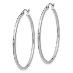 14k White Gold 2x40mm Polished Tube Hoop Earrings 14k White Gold 2x40mm Polished Tube Hoop Earrings
