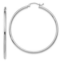 14k White Gold 2x45mm Polished Tube Hoop Earrings 14k White Gold 2x45mm Polished Tube Hoop Earrings