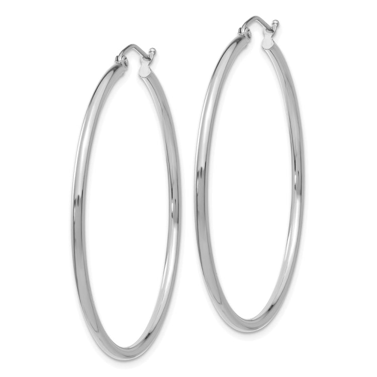 14k White Gold 2x45mm Polished Tube Hoop Earrings 14k White Gold 2x45mm Polished Tube Hoop Earrings