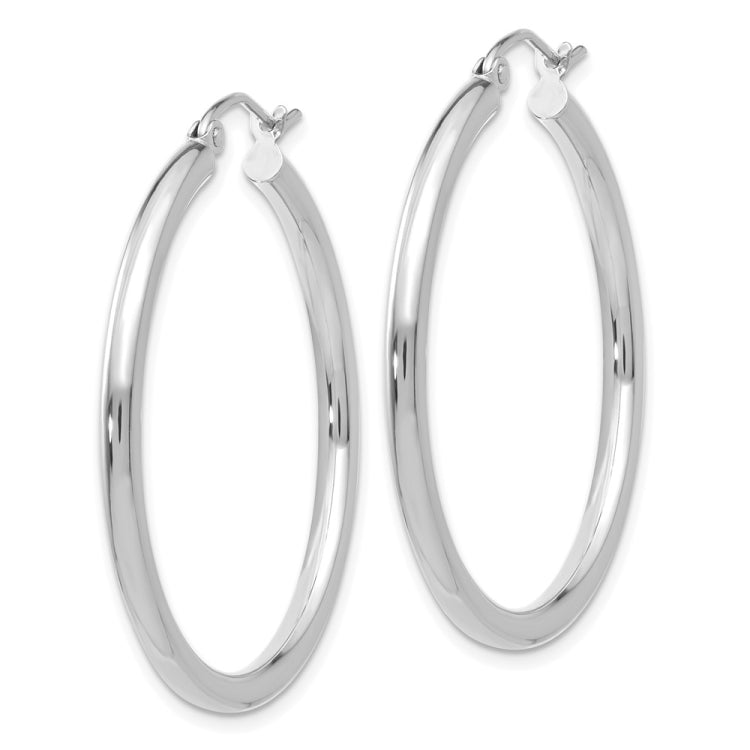 14K White Gold 2.5x35mm Polished Lightweight Tube Hoop Earrings 14K White Gold 2.5x35mm Polished Lightweight Tube Hoop Earrings