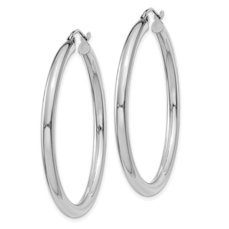 14K White Gold 3x40mm Polished Lightweight Tube Hoop Earrings 14K White Gold 3x40mm Polished Lightweight Tube Hoop Earrings
