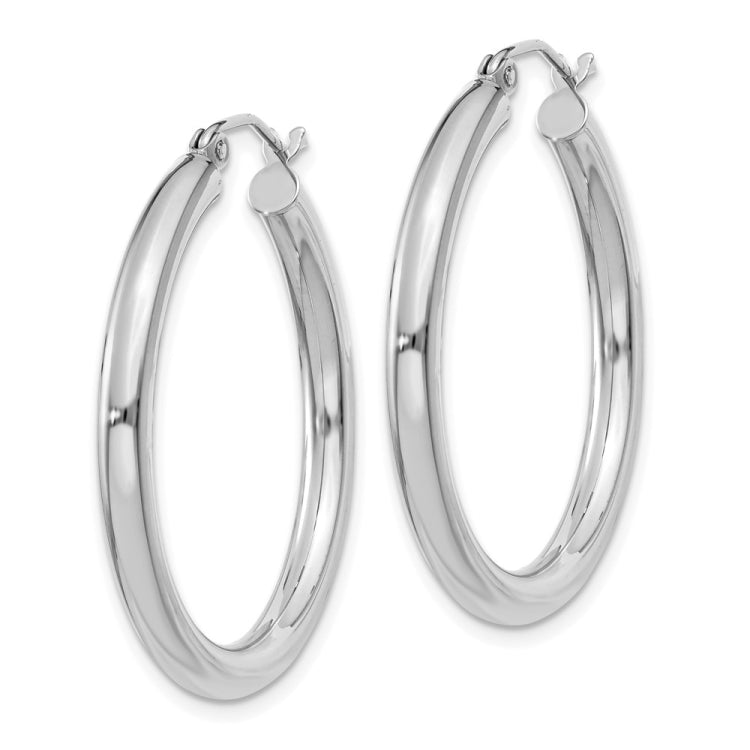 14K White Gold 3x30mm Polished Lightweight Tube Hoop Earrings 14K White Gold 3x30mm Polished Lightweight Tube Hoop Earrings