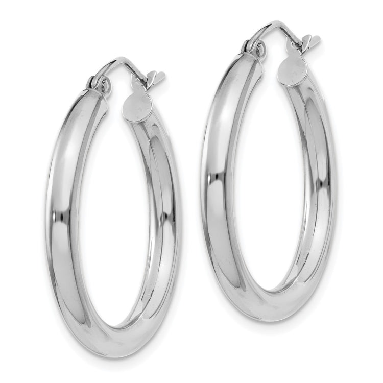 14K White Gold 3x25mm Polished Lightweight Tube Hoop Earrings 14K White Gold 3x25mm Polished Lightweight Tube Hoop Earrings