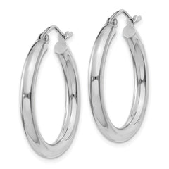 14K White Gold 3x25mm Polished Lightweight Tube Hoop Earrings 14K White Gold 3x25mm Polished Lightweight Tube Hoop Earrings