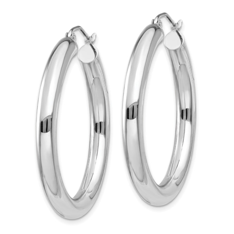 14K White Gold 4x35mm Polished Tube Hoop Earrings 14K White Gold 4x35mm Polished Tube Hoop Earrings