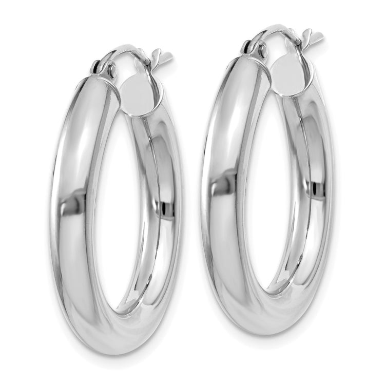 14K White Gold 4x25mm Polished Lightweight Tube Hoop Earrings 14K White Gold 4x25mm Polished Lightweight Tube Hoop Earrings
