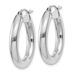 14K White Gold 4x25mm Polished Lightweight Tube Hoop Earrings 14K White Gold 4x25mm Polished Lightweight Tube Hoop Earrings