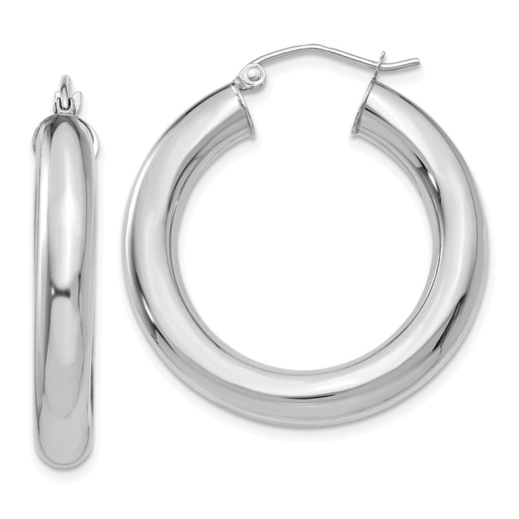 14k White Gold 5x30mm Polished Tube Hoop Earrings 14k White Gold 5x30mm Polished Tube Hoop Earrings