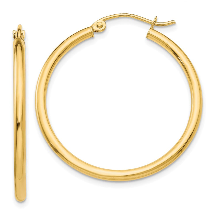 14k 2x30mm Polished Lightweight Tube Hoop Earrings 14k 2x30mm Polished Lightweight Tube Hoop Earrings