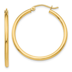 14k 2x30mm Polished Lightweight Tube Hoop Earrings 14k 2x30mm Polished Lightweight Tube Hoop Earrings