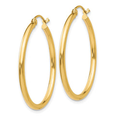 14k 2x30mm Polished Lightweight Tube Hoop Earrings 14k 2x30mm Polished Lightweight Tube Hoop Earrings