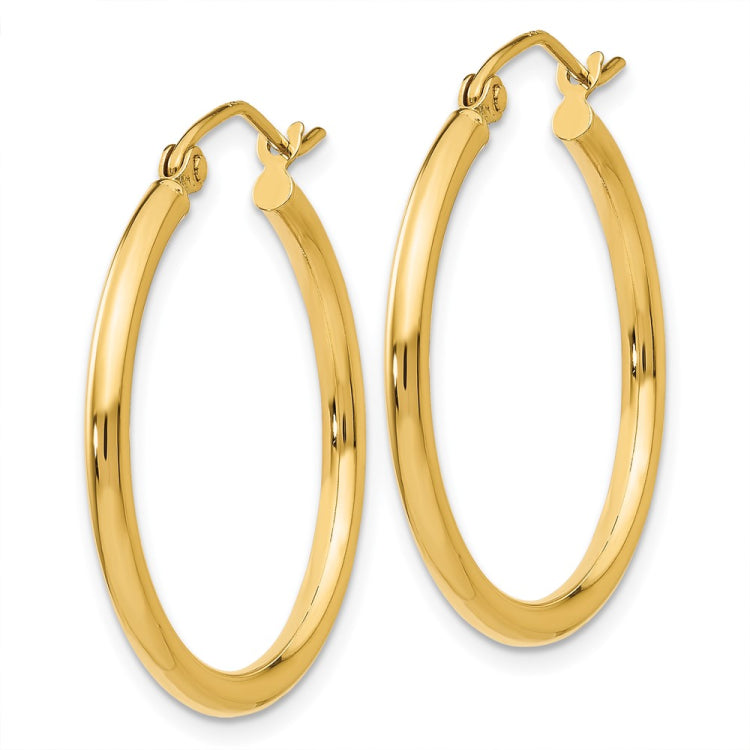 14k 2x25mm Polished Lightweight Tube Hoop Earrings 14k 2x25mm Polished Lightweight Tube Hoop Earrings