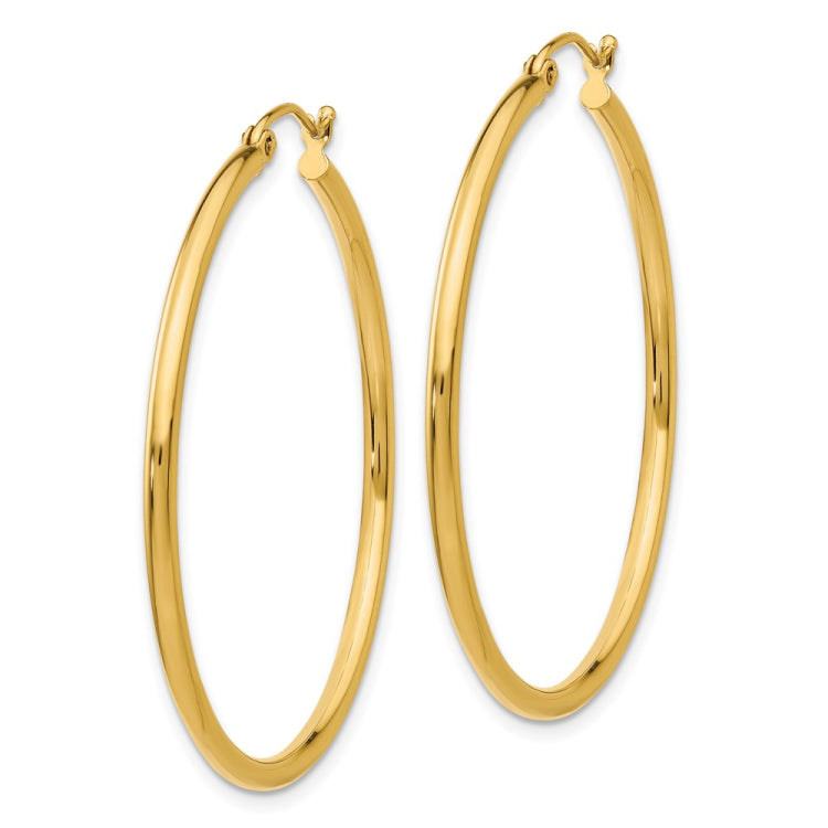 14k 2x40mm Polished Tube Hoop Earrings 14k 2x40mm Polished Tube Hoop Earrings