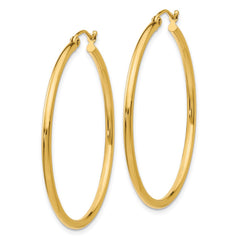 14k 2x40mm Polished Tube Hoop Earrings 14k 2x40mm Polished Tube Hoop Earrings