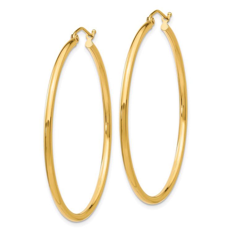 14k 2x45mm Polished Tube Hoop Earrings 14k 2x45mm Polished Tube Hoop Earrings