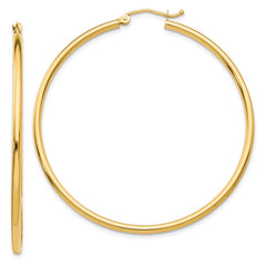 14k 2x50mm  Polished Lightweight Tube Hoop Earrings 14k 2x50mm  Polished Lightweight Tube Hoop Earrings