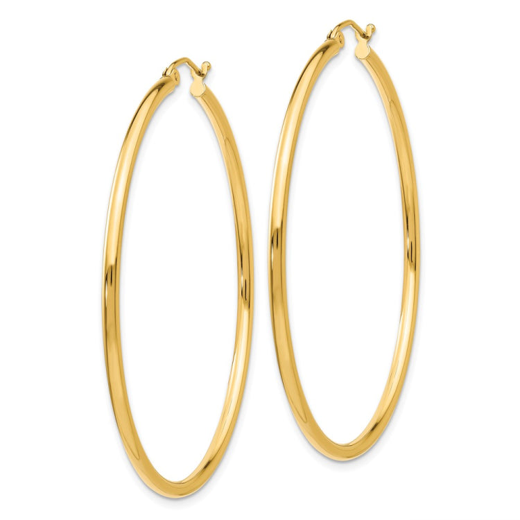 14k 2x50mm  Polished Lightweight Tube Hoop Earrings 14k 2x50mm  Polished Lightweight Tube Hoop Earrings