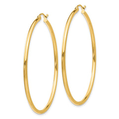 14k 2x50mm  Polished Lightweight Tube Hoop Earrings 14k 2x50mm  Polished Lightweight Tube Hoop Earrings
