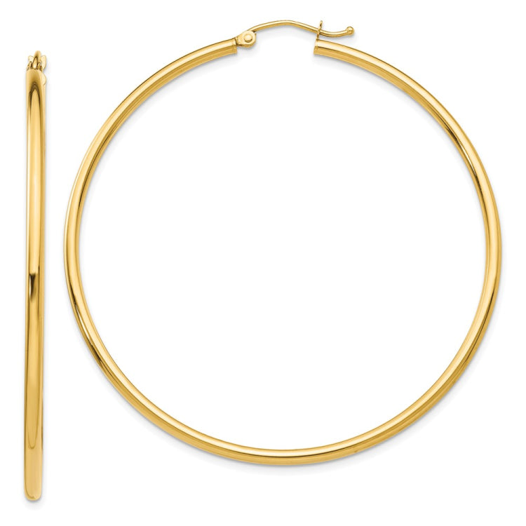 14k 2x55mm Polished Tube Hoop Earrings 14k 2x55mm Polished Tube Hoop Earrings