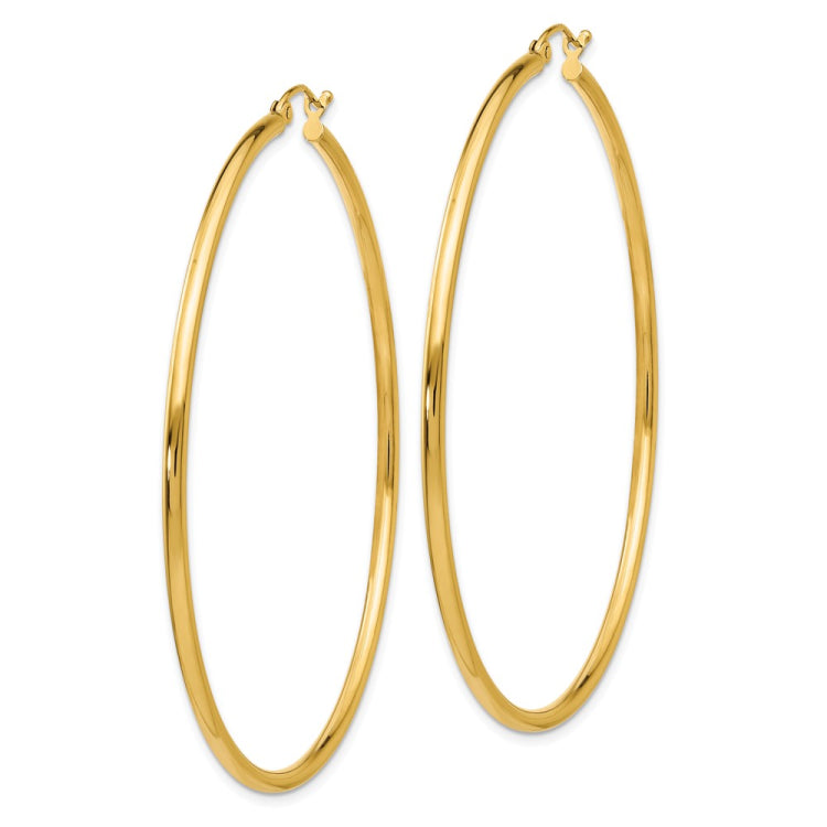 14k 2x60mm Polished Lightweight Tube Hoop Earrings 14k 2x60mm Polished Lightweight Tube Hoop Earrings
