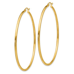 14k 2x60mm Polished Lightweight Tube Hoop Earrings 14k 2x60mm Polished Lightweight Tube Hoop Earrings