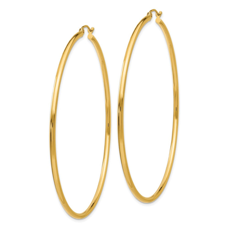14k 2x65mm Polished Lightweight Tube Hoop Earrings 14k 2x65mm Polished Lightweight Tube Hoop Earrings