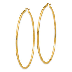 14k 2x65mm Polished Lightweight Tube Hoop Earrings 14k 2x65mm Polished Lightweight Tube Hoop Earrings