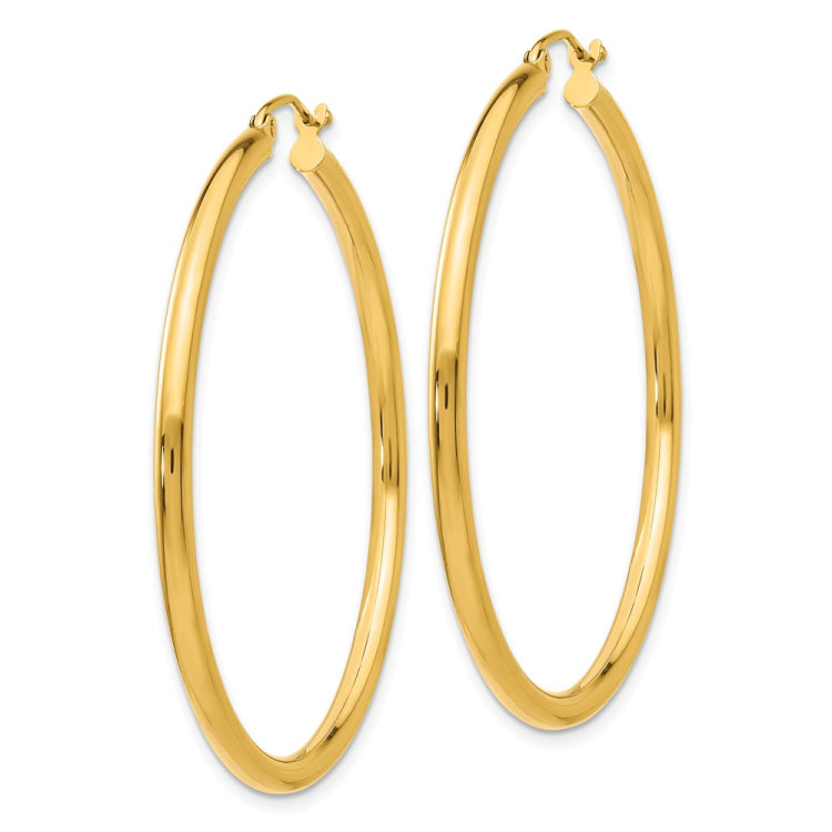 14K 2.5x45mm Polished Round Tube Hoop Earrings 14K 2.5x45mm Polished Round Tube Hoop Earrings