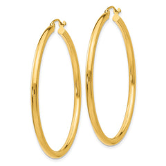 14K 2.5x45mm Polished Round Tube Hoop Earrings 14K 2.5x45mm Polished Round Tube Hoop Earrings