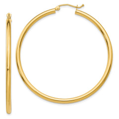 14K 2.5x50mm Polished Round Tube Hoop Earrings 14K 2.5x50mm Polished Round Tube Hoop Earrings