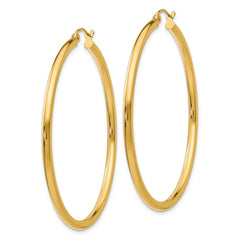 14K 2.5x50mm Polished Round Tube Hoop Earrings 14K 2.5x50mm Polished Round Tube Hoop Earrings