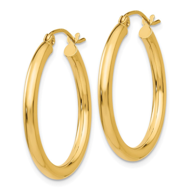 14K 2.5x25mm Polished Round Tube Hoop Earrings 14K 2.5x25mm Polished Round Tube Hoop Earrings