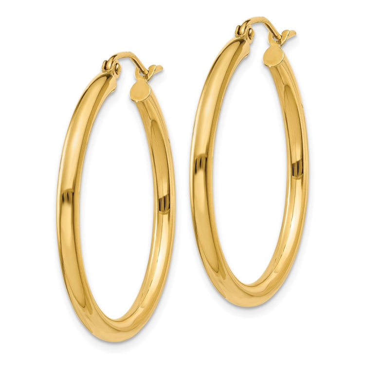 14k 2.5x30mm Polished Lightweight Tube Hoop Earrings 14k 2.5x30mm Polished Lightweight Tube Hoop Earrings