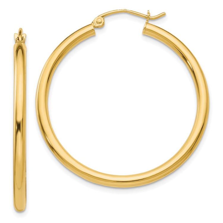 14k 2.5x35mm Polished Lightweight Tube Hoop Earrings 14k 2.5x35mm Polished Lightweight Tube Hoop Earrings