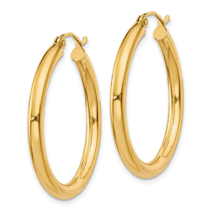14K 3x30mm Polished Tube Hoop Earrings 14K 3x30mm Polished Tube Hoop Earrings