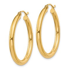 14K 3x30mm Polished Tube Hoop Earrings 14K 3x30mm Polished Tube Hoop Earrings