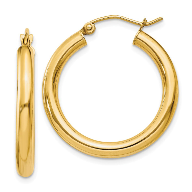 14k 3x25mm Polished Lightweight Tube Hoop Earrings 14k 3x25mm Polished Lightweight Tube Hoop Earrings