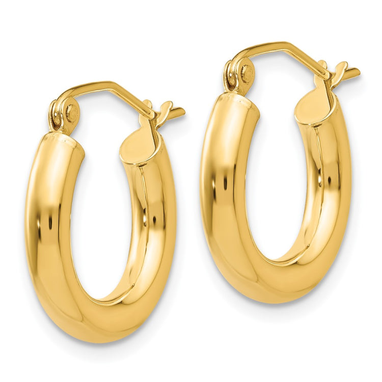 14k 3x16mm Polished Lightweight Tube Hoop Earrings 14k 3x16mm Polished Lightweight Tube Hoop Earrings