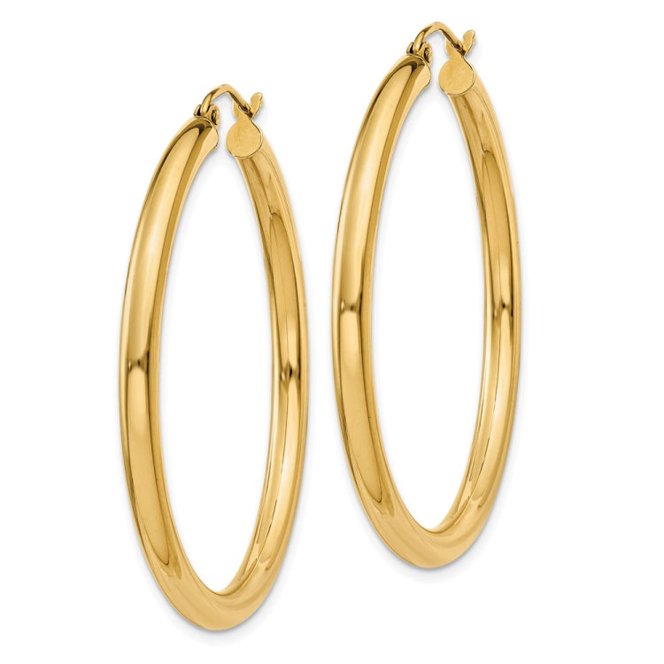 14K 3x40mm Polished Lightweight Tube Hoop Earrings 14K 3x40mm Polished Lightweight Tube Hoop Earrings