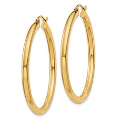 14K 3x40mm Polished Lightweight Tube Hoop Earrings 14K 3x40mm Polished Lightweight Tube Hoop Earrings