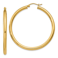 14K 3x45mm Polished Lightweight Tube Hoop Earrings 14K 3x45mm Polished Lightweight Tube Hoop Earrings