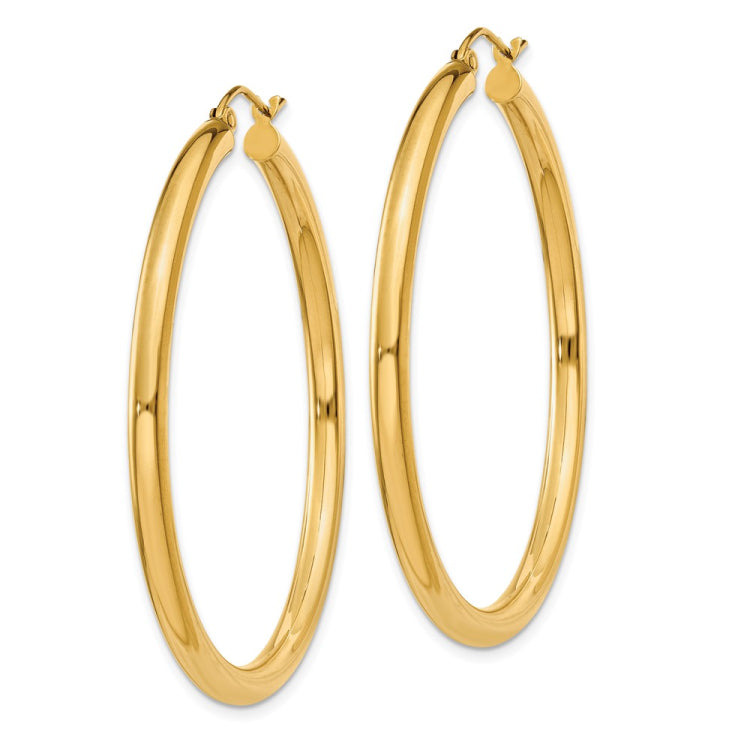 14K 3x45mm Polished Lightweight Tube Hoop Earrings 14K 3x45mm Polished Lightweight Tube Hoop Earrings