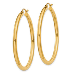 14K 3x45mm Polished Lightweight Tube Hoop Earrings 14K 3x45mm Polished Lightweight Tube Hoop Earrings