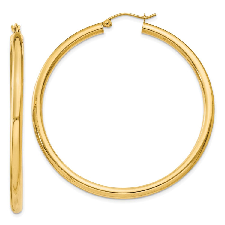 14K 3x50mm Polished Tube Hoop Earrings 14K 3x50mm Polished Tube Hoop Earrings
