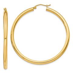 14K 3x50mm Polished Tube Hoop Earrings 14K 3x50mm Polished Tube Hoop Earrings