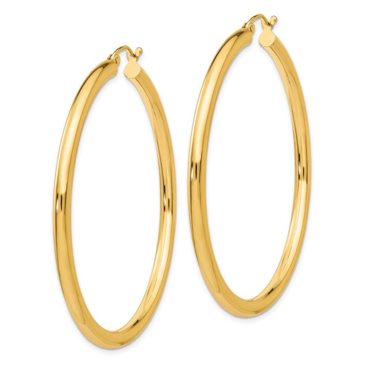 14K 3x50mm Polished Tube Hoop Earrings 14K 3x50mm Polished Tube Hoop Earrings