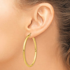 14K 3x50mm Polished Tube Hoop Earrings 14K 3x50mm Polished Tube Hoop Earrings